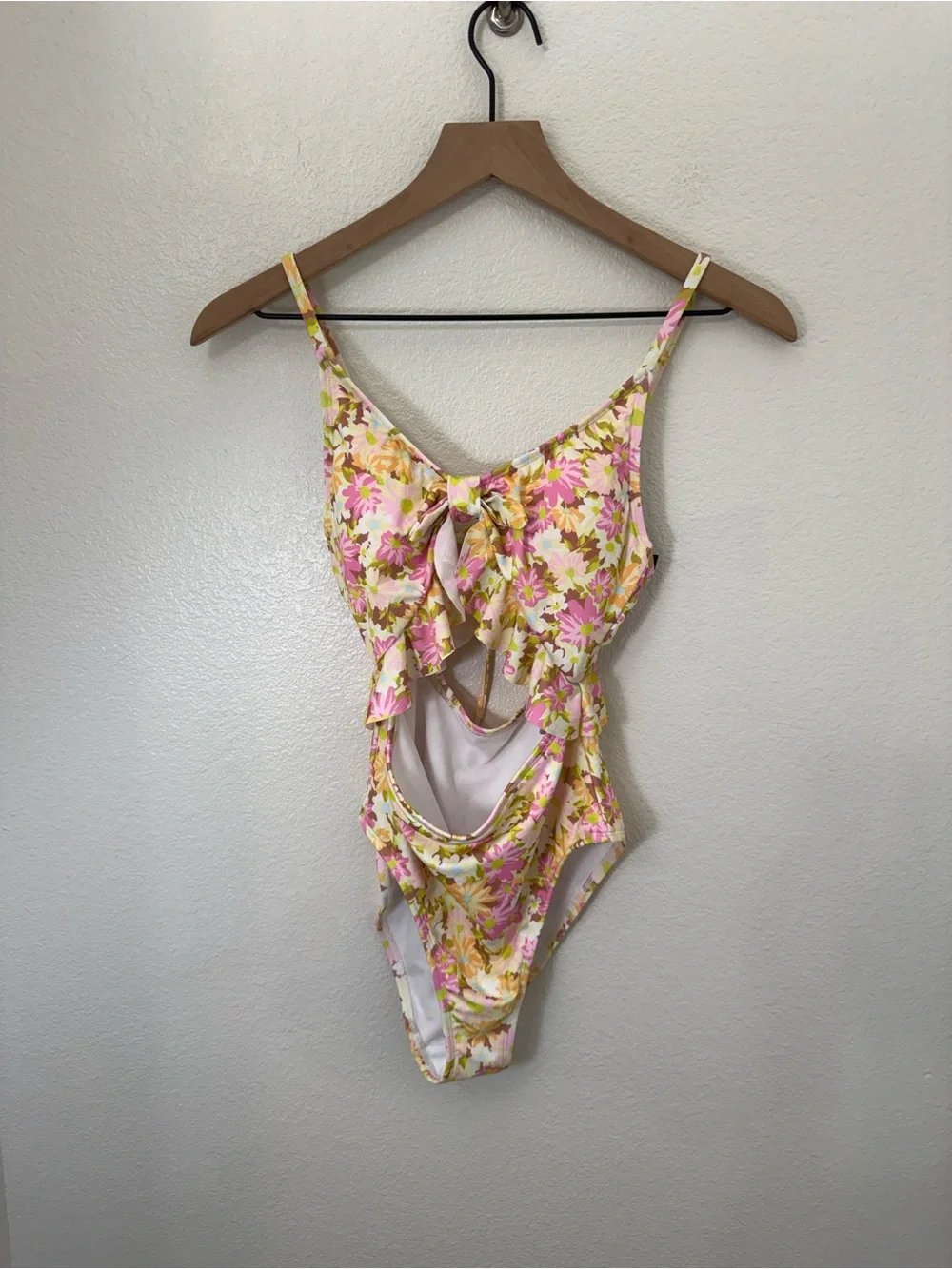 Hurley Floral Cutout One Piece Swimsuit Small